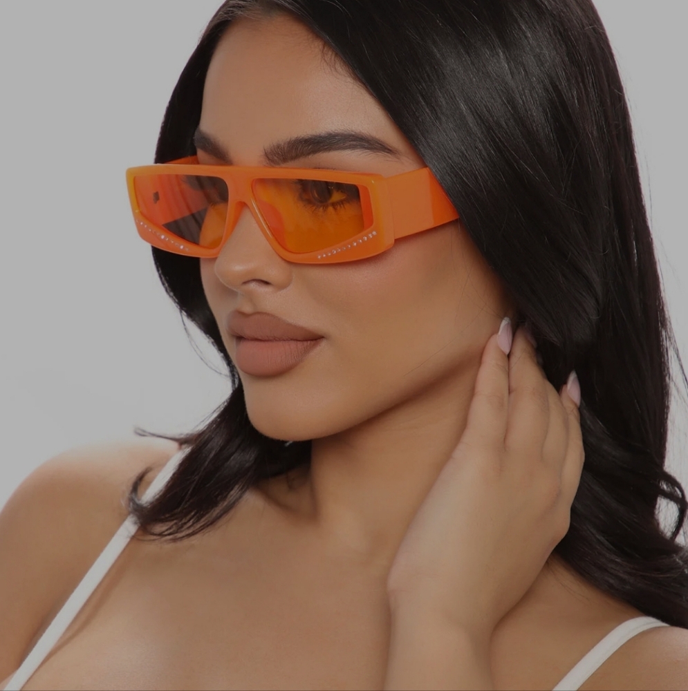 Orange Sunglasses with Rhinestone Accents